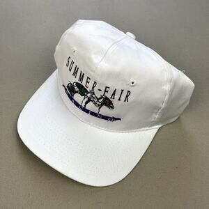 Vintage Horse Racing Hat Snapback White Golden Gate Fields Derby Summer Fair 90s